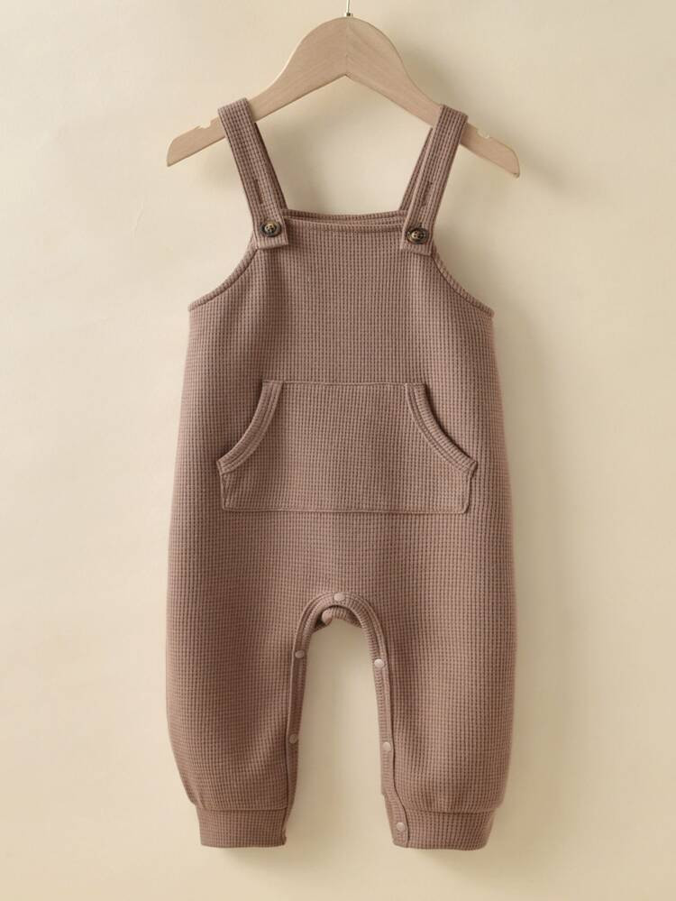 Baby Waffle Knit Kangaroo Pocket Overall Jumpsuit | SHEIN
