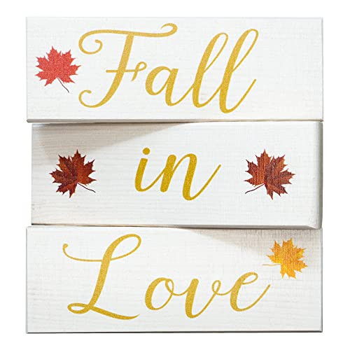 Fall in Love Wooden Blocks - Fall Decor, Wedding and Bridal Showers, Thanksgiving and Harvest Displays, Tiered Tray Decoration - Made in USA | Amazon (US)