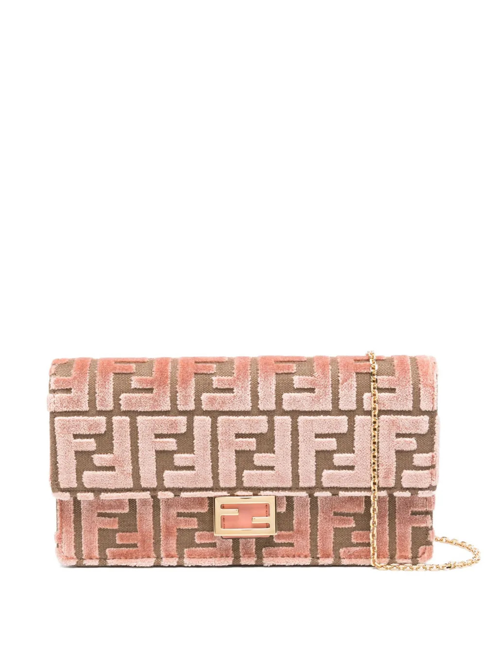 FENDI Baguette FF-pattern Velvet Clutch Bag | Pink | FARFETCH BR | Farfetch (BR)