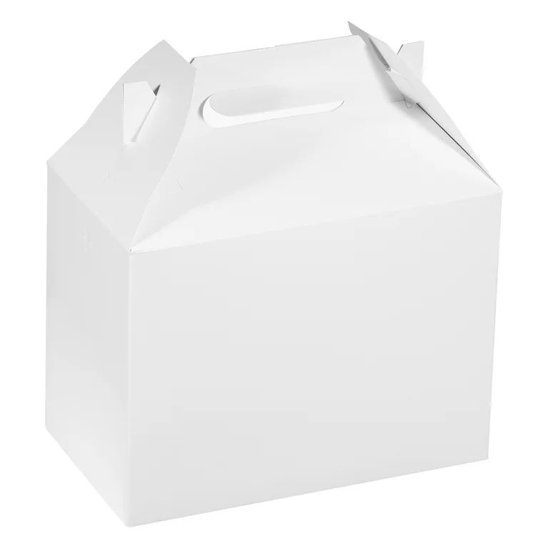 [25 PACK] White Treat Gift Boxes - Paper Gable Boxes, Paper Lunch Boxes with Handle, Barn Boxes -... | Walmart (US)