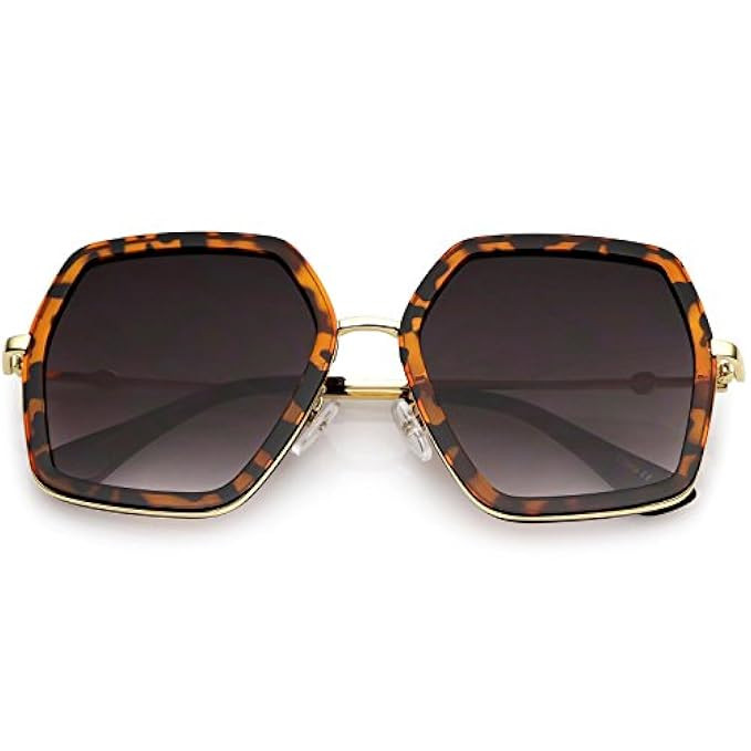 sunglassLA - Oversize Square Geometric Sunglasses Metal Arms Gradient Flat Lens 54mm | Amazon (US)
