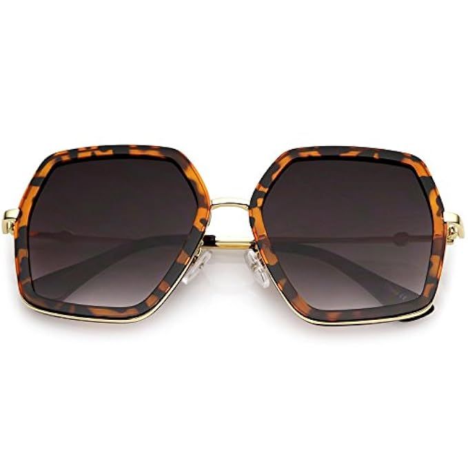 sunglassLA - Oversize Square Geometric Sunglasses Metal Arms Gradient Flat Lens 54mm | Amazon (US)
