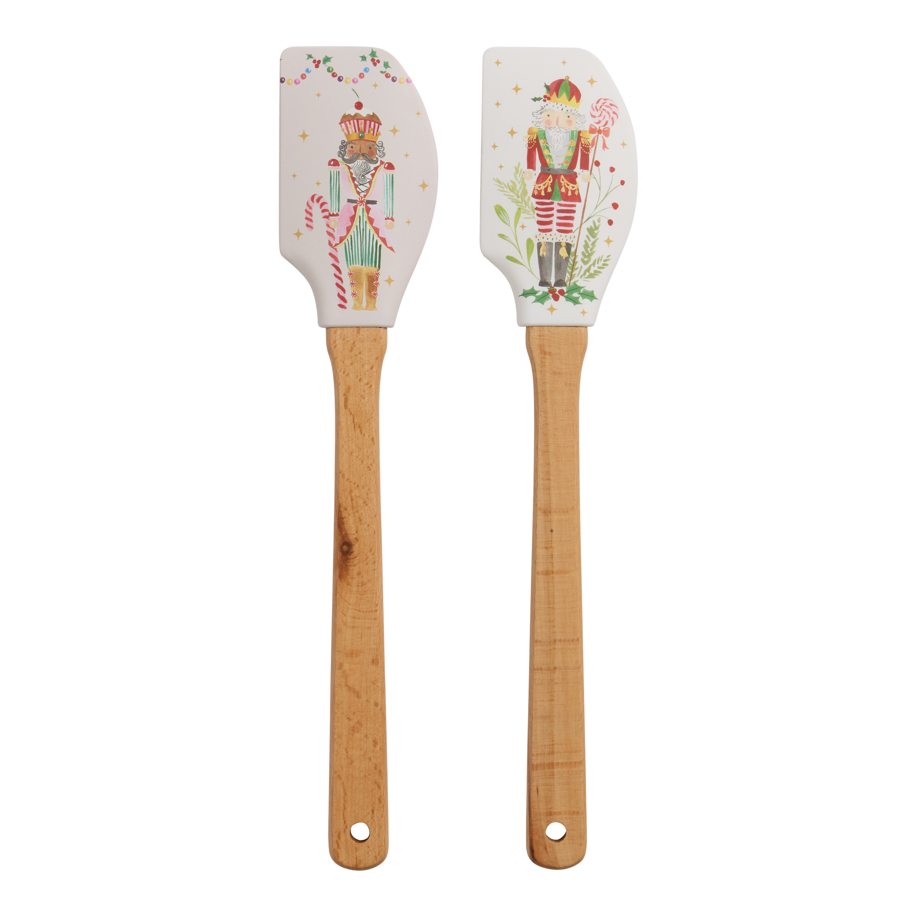 Silicone and Wood Jingle Mingle Nutcracker Spatula Set of 2 | World Market