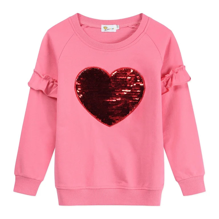 Little Hand Toddler Girl Sweatshirts Long Sleeve Shirts Tops Heart Graphic Sweater 3T | Walmart (US)