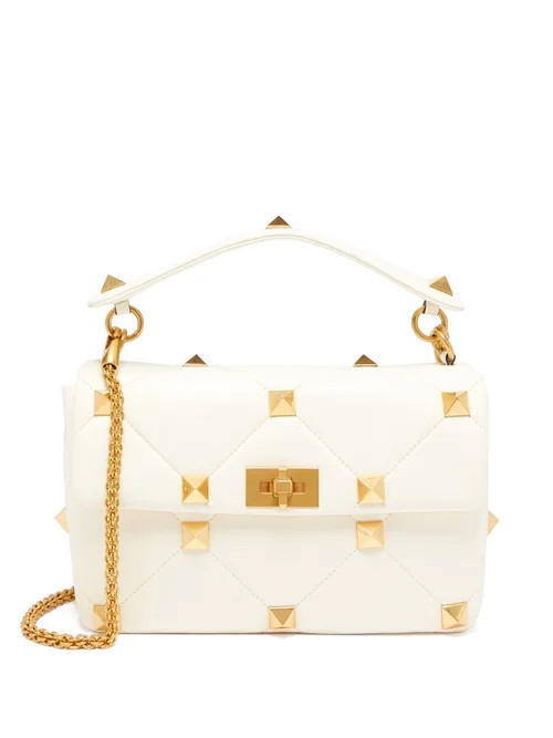 Valentino Garavani - Roman Stud Quilted-leather Shoulder Bag - Womens - White | Matches (US)