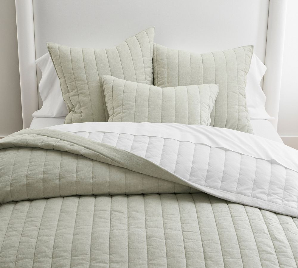 European Flax Linen/Cotton Channel Stitch Quilt | Pottery Barn (US)