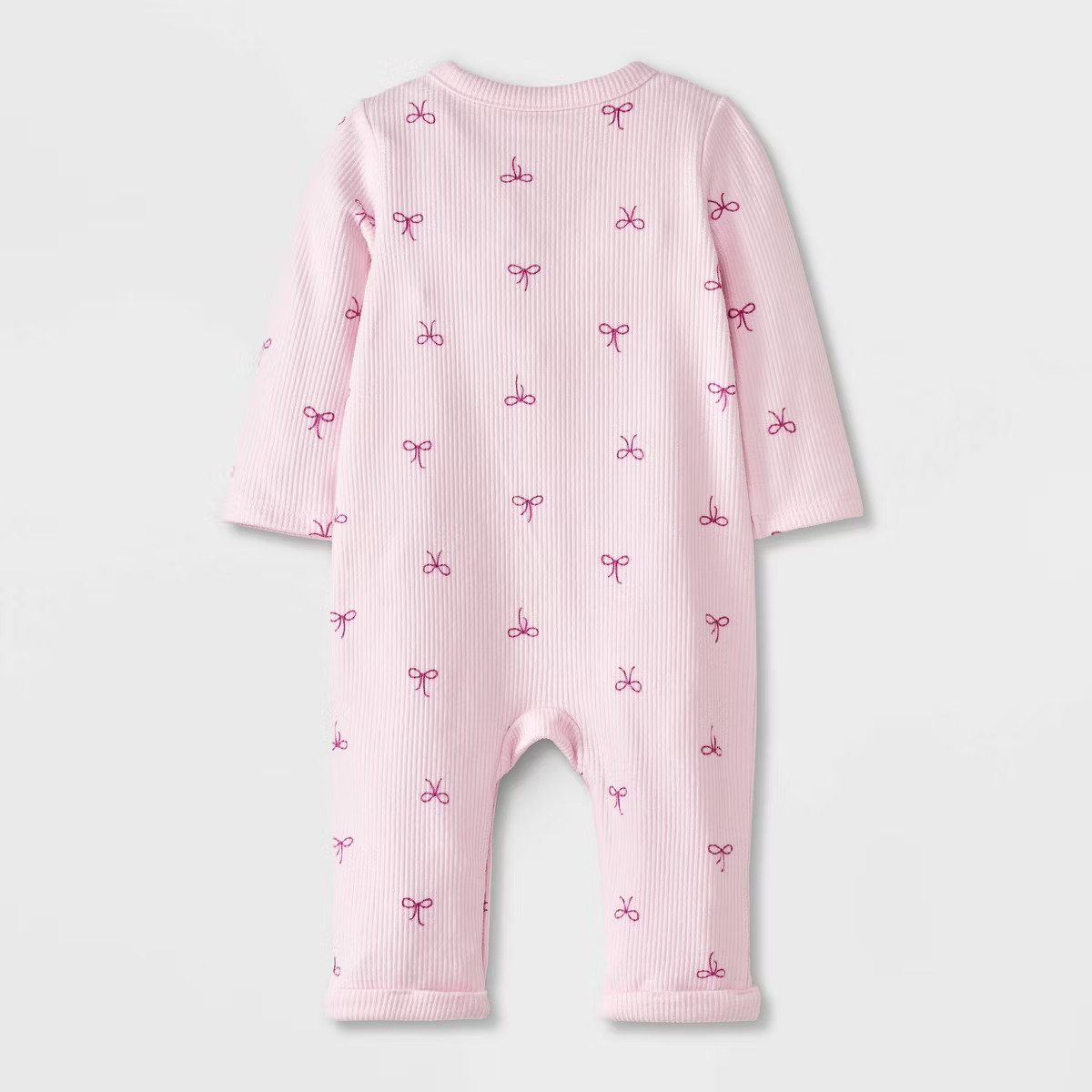 Baby Bows Cozy Rib Romper - Cat & Jack™ Pink 0-3M | Target