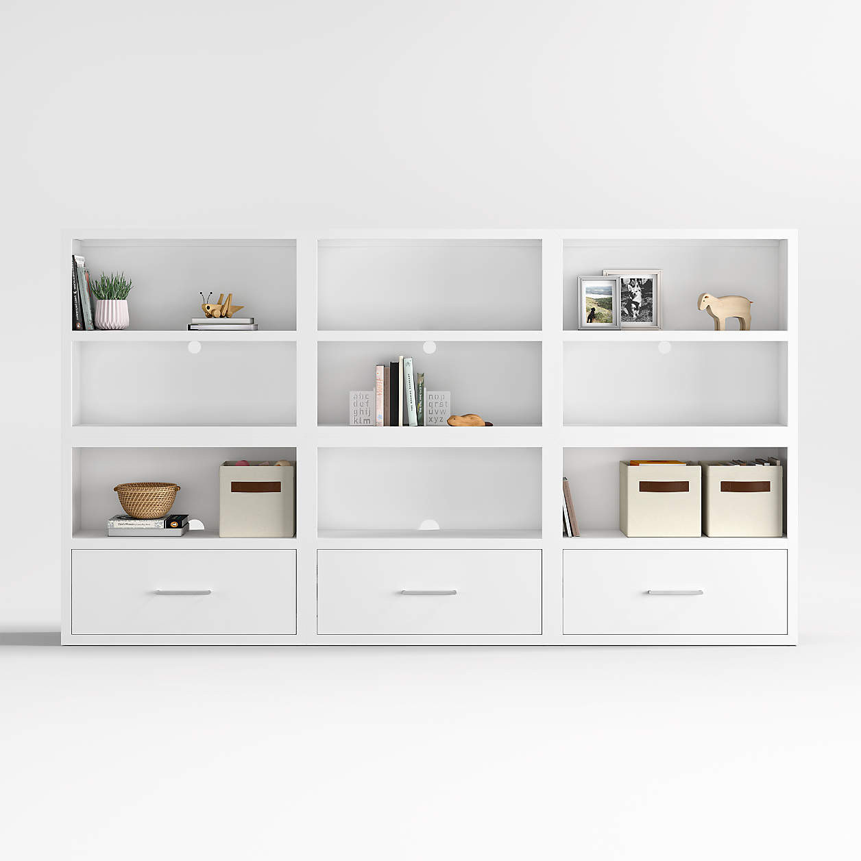 Ever Simple Modular White Wood Kids Open Bookcase with Drawer + Reviews | Crate & Kids | Crate & Barrel