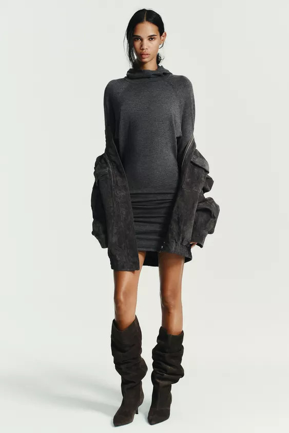HOODIE KNIT MINI DRESS | Zara US