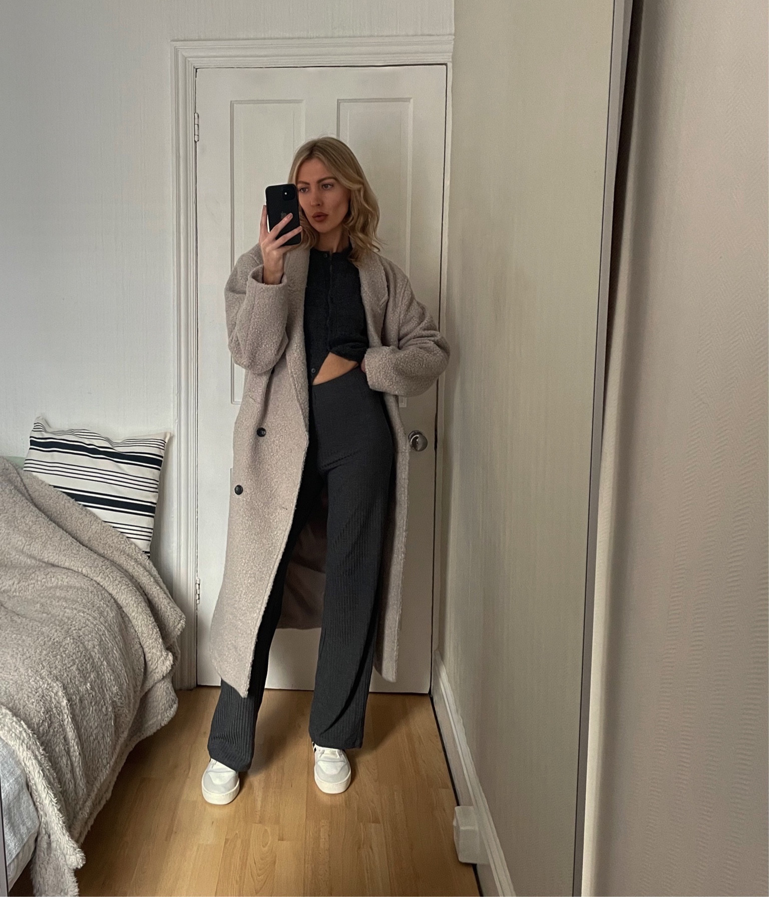 Wearing an xs in the waistcoat and a size small in the ribbed trousers. I am 5’8 for reference. Adidas trainers are linked below. I’m wearing a size 6 and I found these to be true to size. Alternative coats linked below 

#LTKfindsunder100 #LTKSeasonal #LTKeurope
