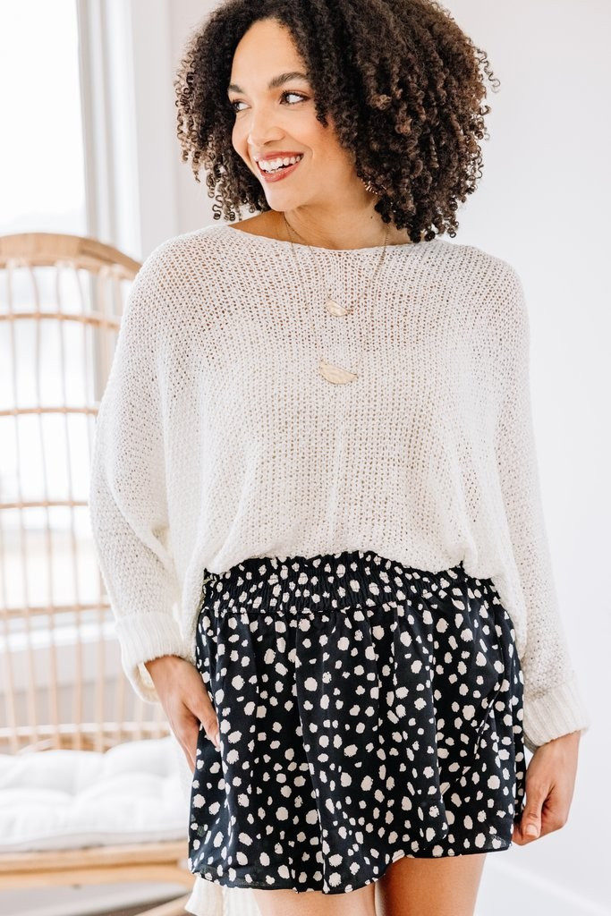 Don't Waste A Moment Off White Oversized Sweater | The Mint Julep Boutique