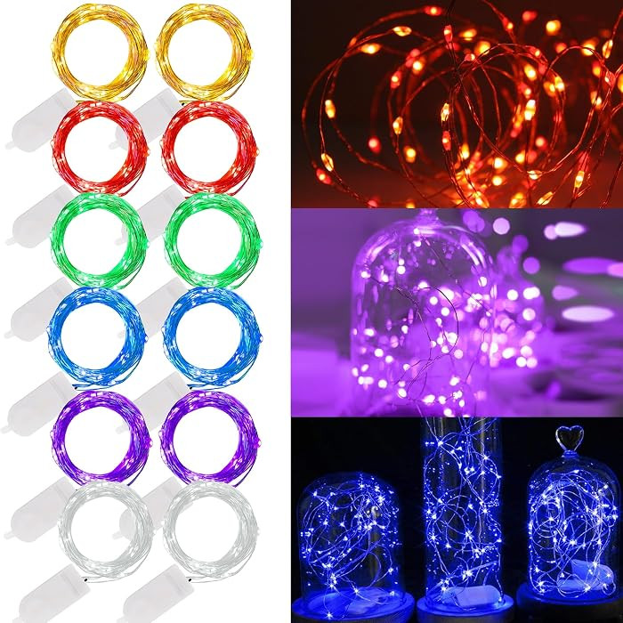 WATERGLIDE 12 Pack Fairy Lights Battery Operated (Included), 7 ft 20 LED Mini String Lights, Wate... | Amazon (US)