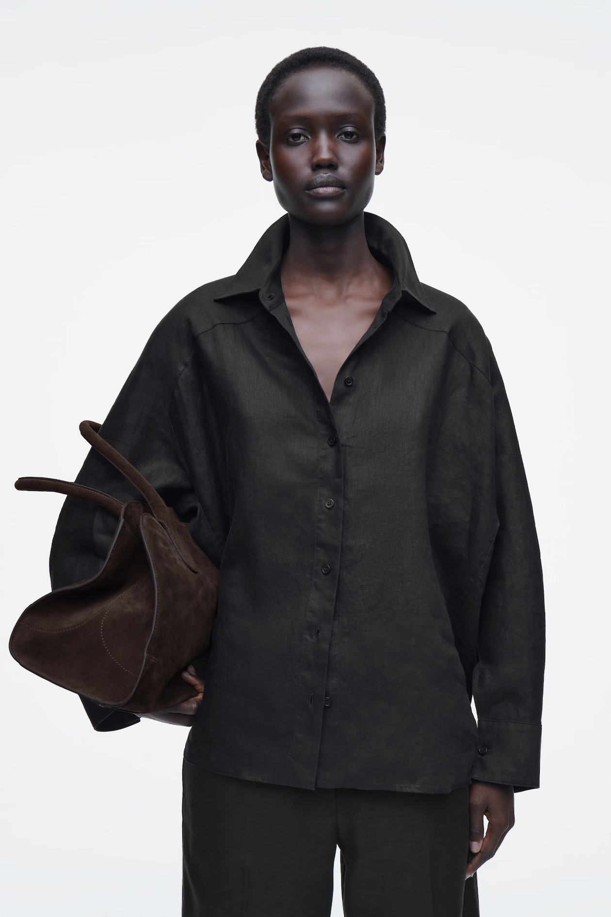 BOXY LINEN SHIRT - BLACK | COS UK