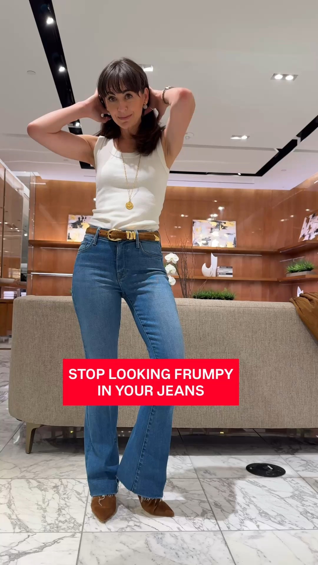 Stop looking frumpy in your jeans.
Here is why bootcut is the fix when almost every other shape leaves you frumpy in an oversized top. 

The fit is fitted from your waist to the top of your knee, then kicks out just enough at the hem to lengthen your leg and balance whatever you throw on top. Forever the most flattering jeans with every heel in your closet, from a kitten to a block.

This is the pair from MOTHER my DMs will not stop asking about. RESTOCKED, $100 off, one week left.