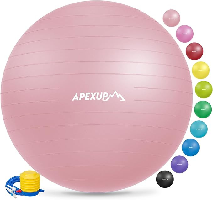 APEXUP Yoga & Pilates Ball - Anti Slip Heavy Duty Gym Ball for Fitness, Balance & Core Workout | Amazon (US)