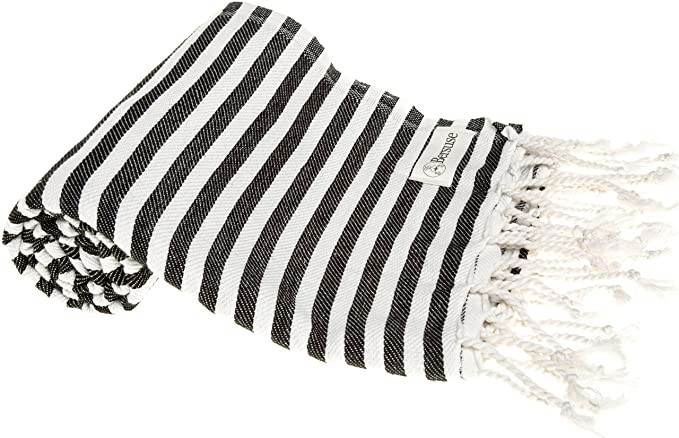 Bersuse 100% Cotton Malibu Turkish Towel - 37x70 Inches, Black | Amazon (US)