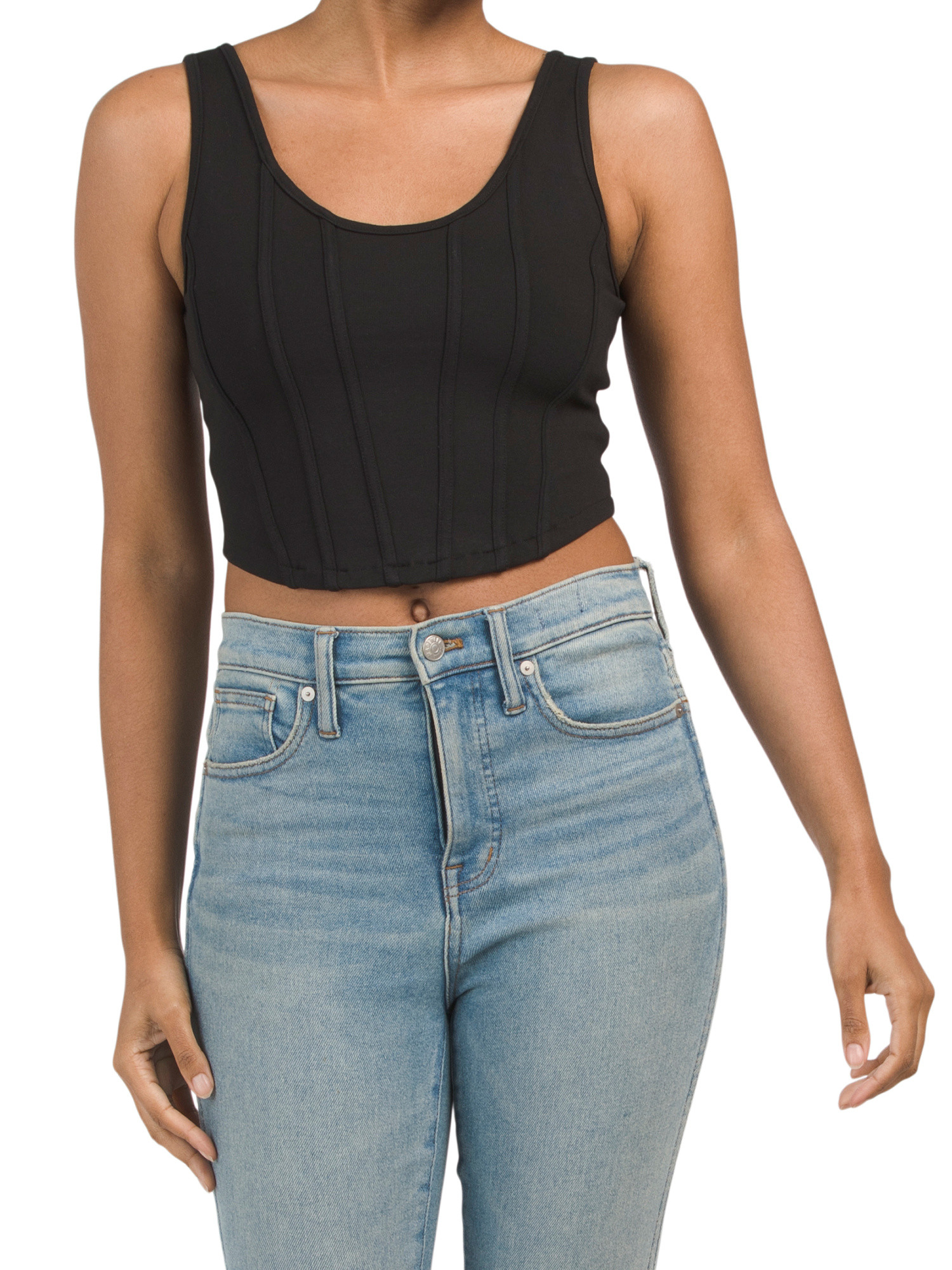 Scoop Neck Corset Ponte Top | TJ Maxx