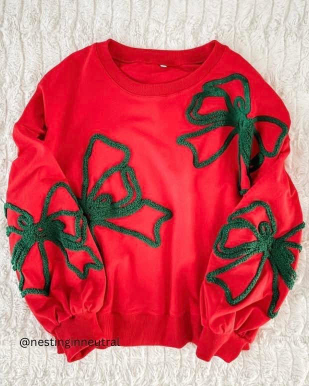 Obsessed is an understatement!😍 This holiday sweater is just TOO CUTE with those big fuzzy bows! 🎀 

Holiday, red, green, bow 

#LTKGiftGuide #LTKSaleAlert #LTKHoliday