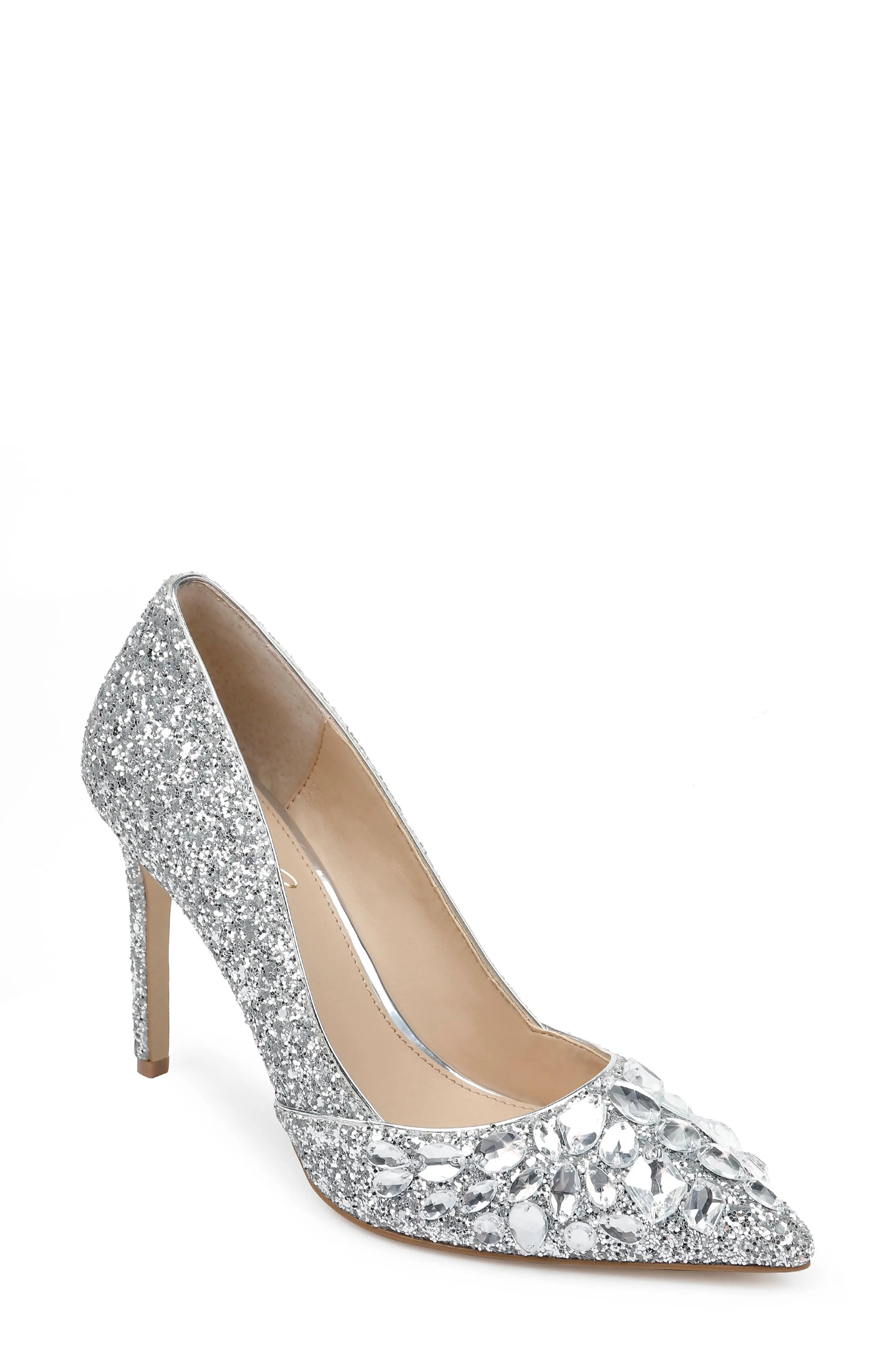 Women's Jewel Badgley Mischka Ulyana Crystal Glitter Pump, Size 5 M - Metallic | Nordstrom