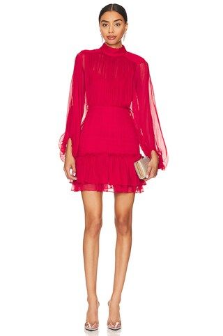 Shona Joy Leilani Long Sleeve Mini Dress in Hibiscus from Revolve.com | Revolve Clothing (Global)