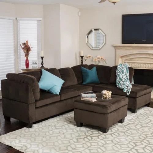 Gable Chocolate Fabric Sectional Set | Walmart (US)