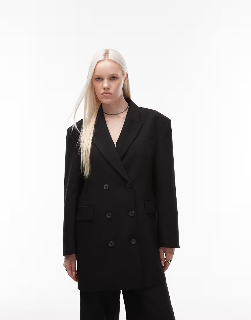 ASOS DESIGN tailored double breasted blazer dress in black | ASOS (Global)