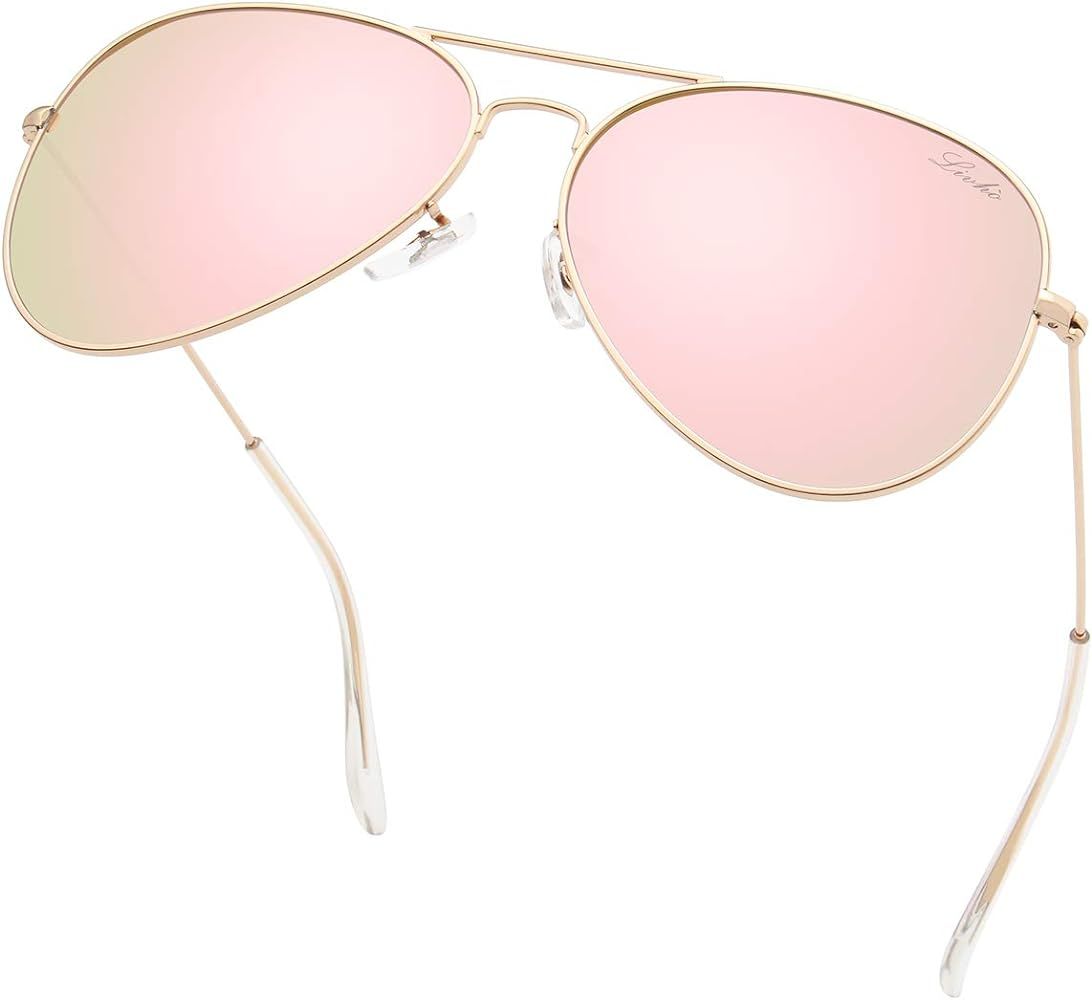 livho Classic Polarized Aviator Sunglasses UV Mirrored Lens Metal Retro Shades | Amazon (US)