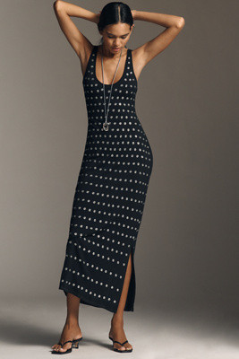 By Anthropologie Sleeveless Metallic Knit Slim Midi Dress | Anthropologie (US)