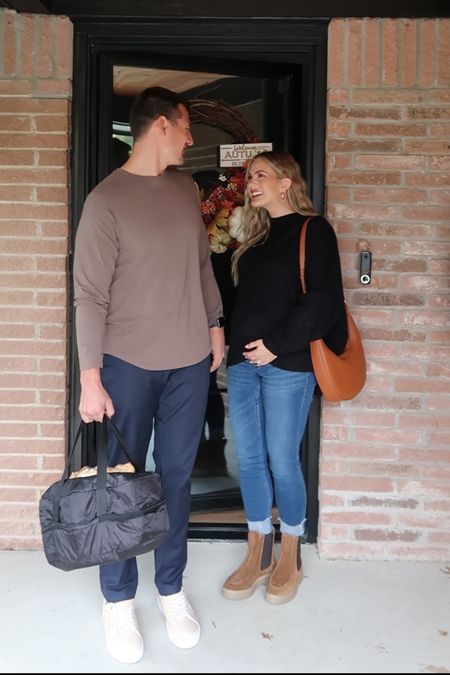His and hers fall outfits casual date night looks.  Sweater is 30% off with code thirty at checkout paired with maternity jeans that are also on sale and brown suede boots 

#LTKbump #LTKmens #LTKshoecrush
