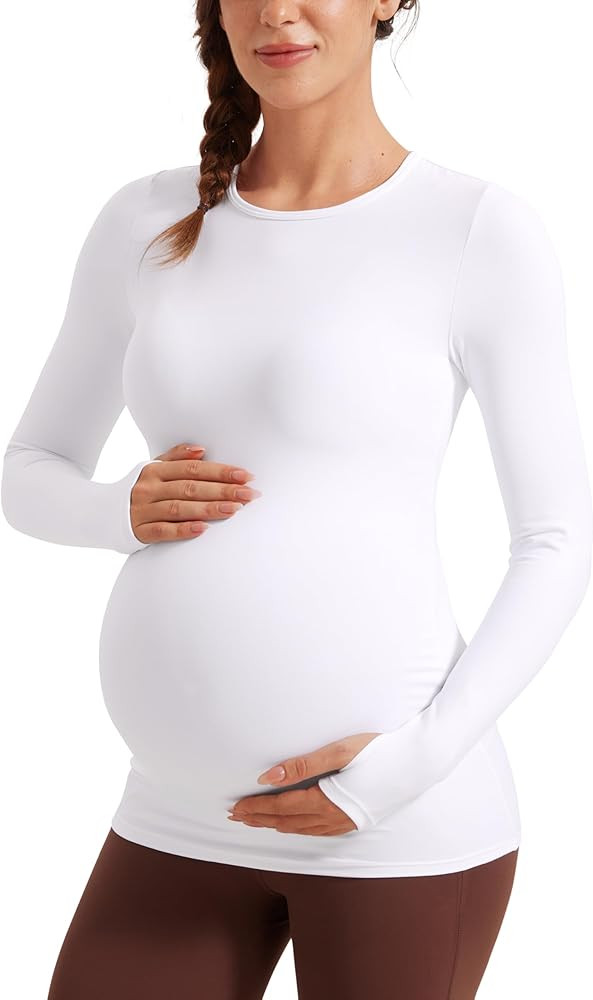 CRZ YOGA Womens Butterluxe Long Sleeve Maternity Tops Crewneck Pregnancy Basic Shirts Soft Athlet... | Amazon (US)