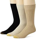Gold Toe Men's Classic Canterbury Crew Socks, 3-Pairs, Tan/Khaki/Black, Large | Amazon (US)