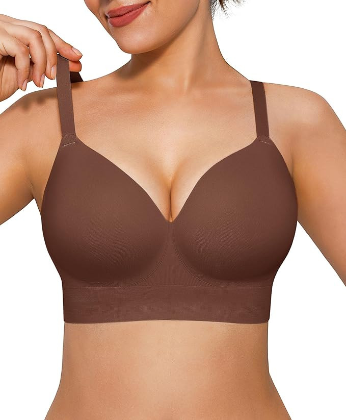 Popilush Bras for Women No Underwire Seamless Wireless Support Bra Full Coverage Comfort T Shirt ... | Amazon (US)