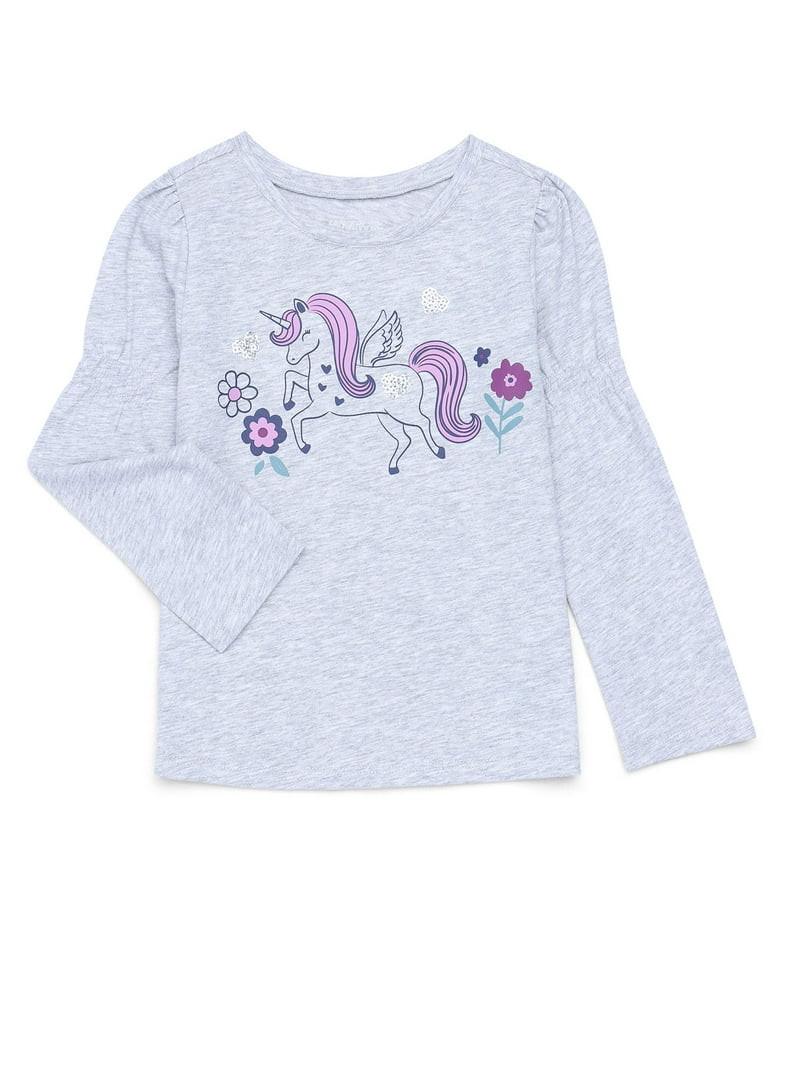 Garanimals Toddler Girl Long Gathered Sleeve Graphic Top, Sizes 18M-5T | Walmart (US)
