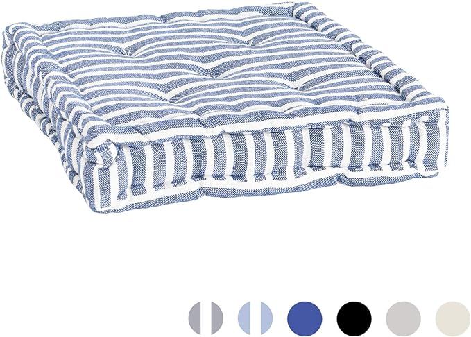 Nicola Spring Square Padded French Mattress Dining Chair Cushion Seat Pad - Blue Stripe | Amazon (US)