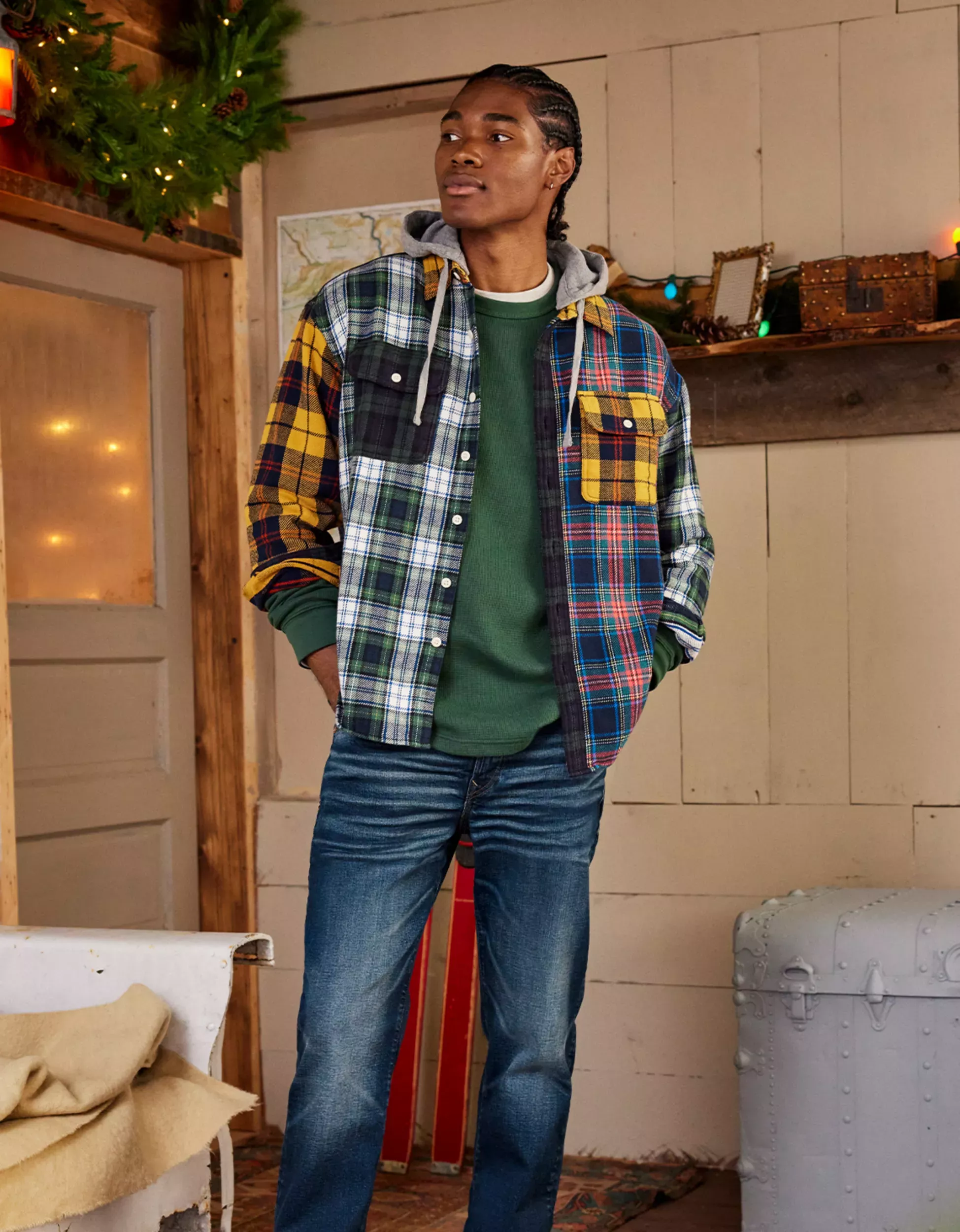 American eagle hooded flannel outlet