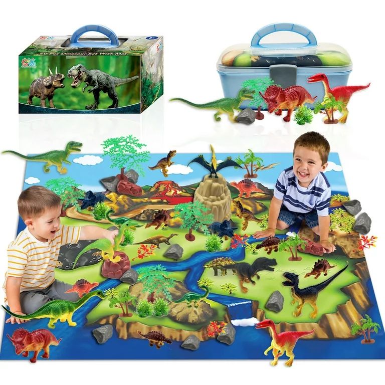 ToyVelt Dinosaur Play Set Dinosaur Toys Includes Dinosaur Figures, Trees, Rocks, PlayMat, And A B... | Walmart (US)