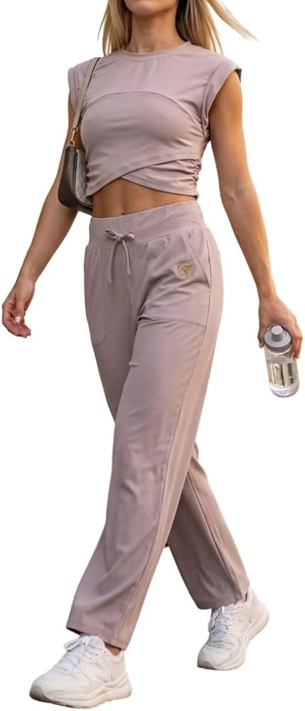 YUSHE 3 Piece Co Ord Set for Women | Ruched Top with Wide Leg Pants & Shorts | 3-in-1 Active & Lo... | Amazon (US)