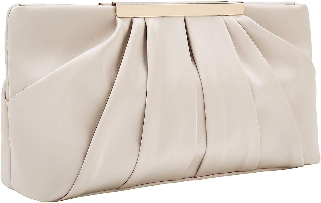 Charming Tailor Clutch Evening Bag Elegant Pleated Satin Formal Handbag Simple Classy Purse for W... | Amazon (US)
