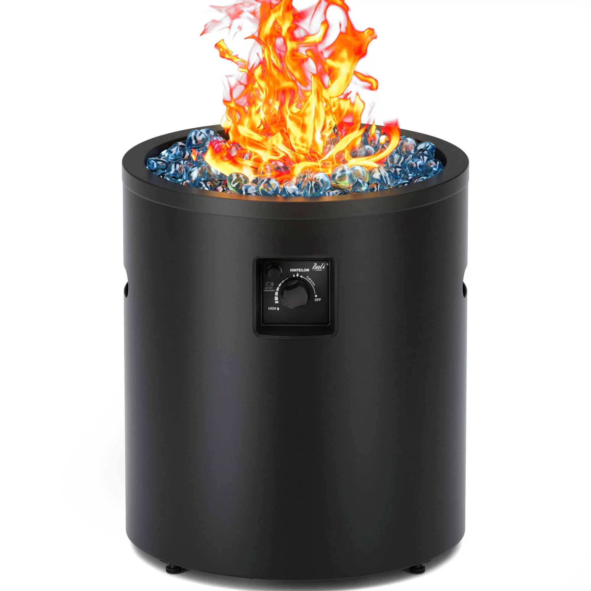 BALI OUTDOORS 23" Gas Fire Pit Propane Fire Column, 50,000BTU Round Propane Fire Pit Table with G... | Walmart (US)