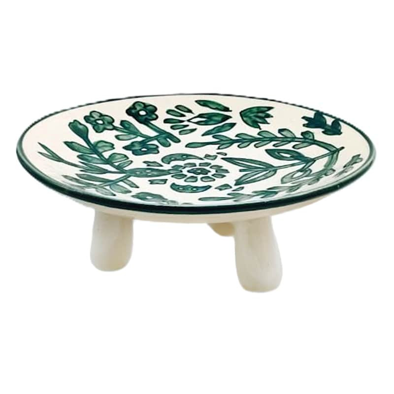 Green & Blue Hand Painted Riser, 3.5" | At Home