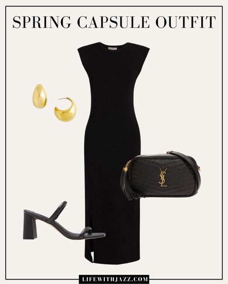 Spring/summer outfit styling a black dress 🖤

Spring/summer dress / dress / dressy / formal / black heels / sandals / Ysl purse / jewelry / bump friendly / monochrome 

#LTKfindsunder100 #LTKstyletip