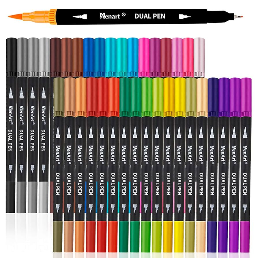 Dual Markers Brush Pens, 36 Fine Point Art Marker, Double Tip Colored Pen for Adult Coloring Hand... | Amazon (US)