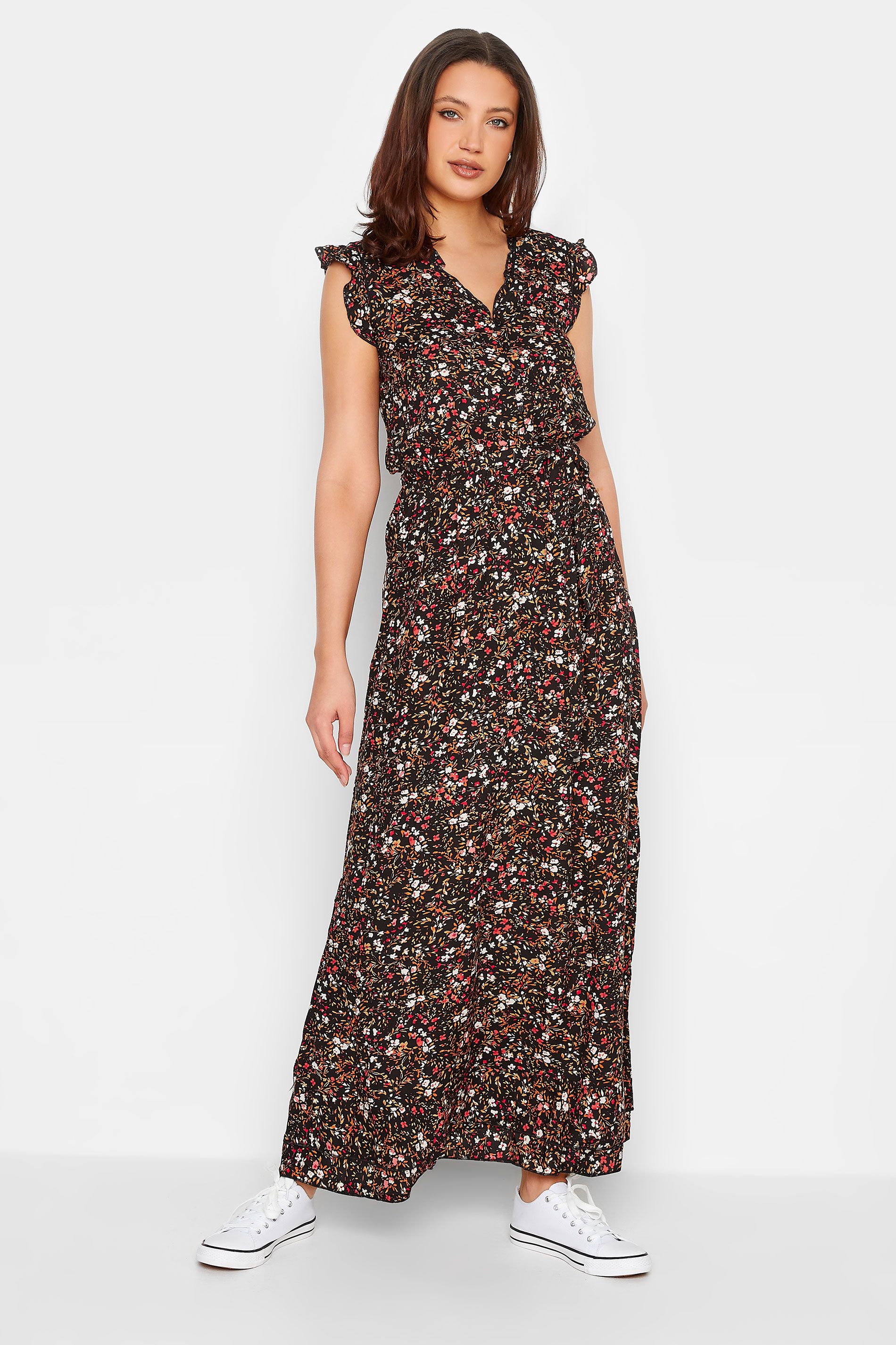 LTS Tall Black Ditsy Floral Maxi Dress | Long Tall Sally