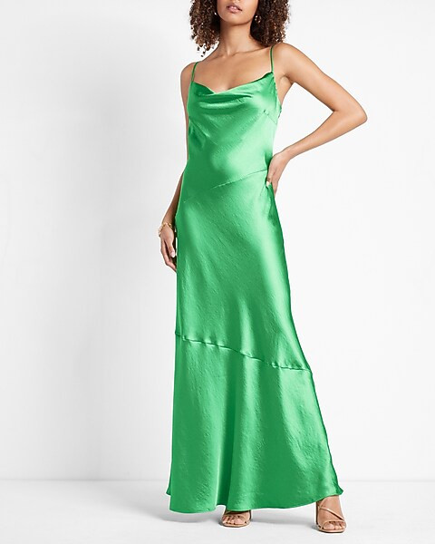 Limited Edition Satin Cowl Neck Maxi Dress | Express