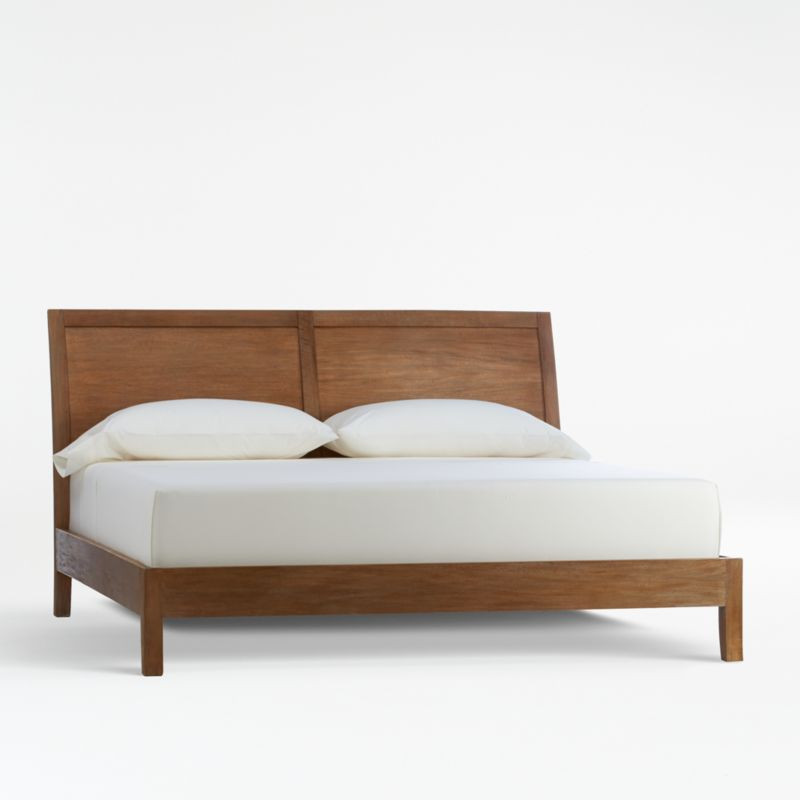 Dawson Light Brown Wood King Sleigh Bed + Reviews | Crate & Barrel | Crate & Barrel