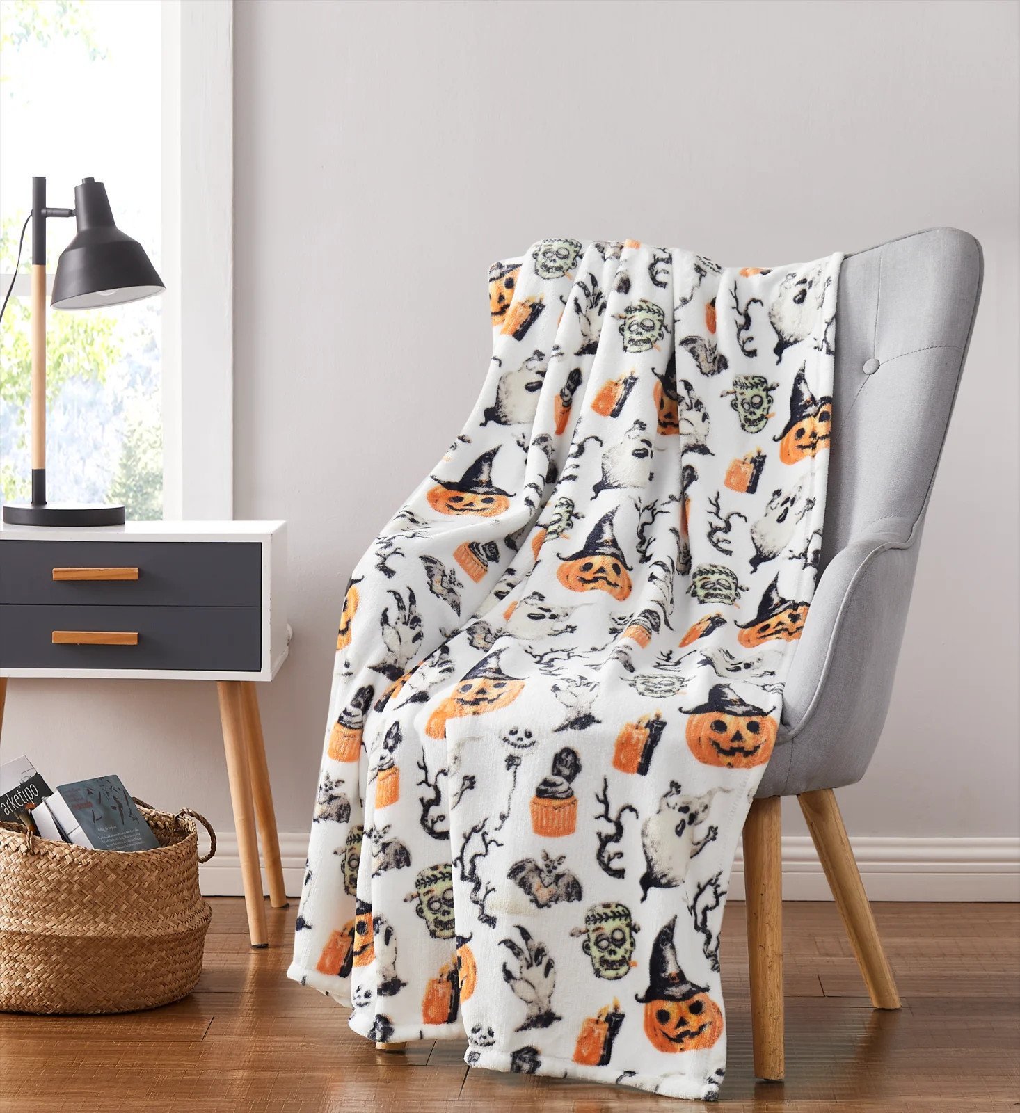 Kate Aurora Halloween Spooky Ghosts & Frankensteins Ultra Soft & Plush Throw Blankets | Walmart (US)