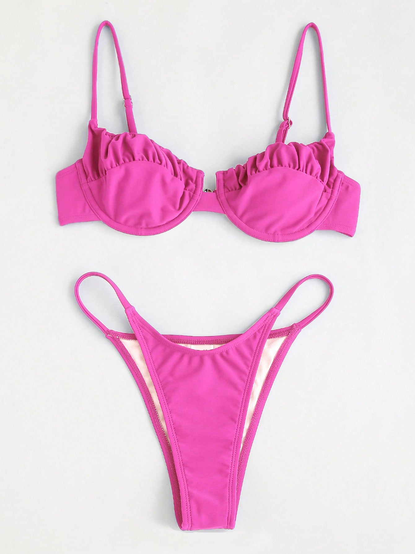 Frill Trim Underwire Bikini Swimsuit | SHEIN