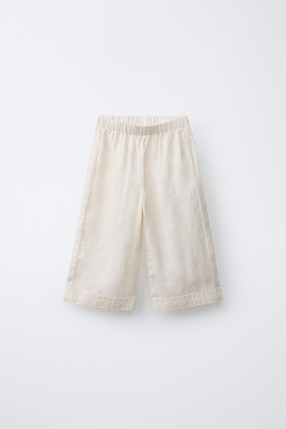100% LINEN LACE TRIM CULOTTES | Zara UK