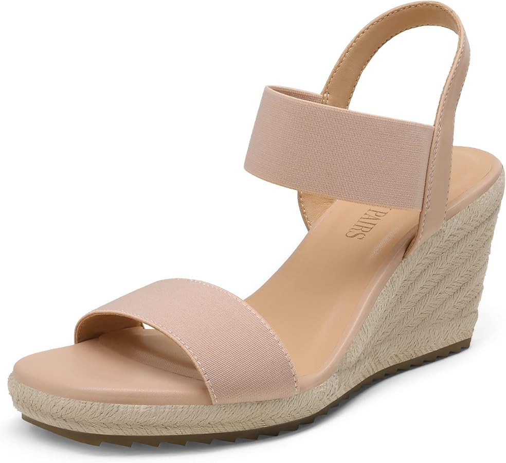 DREAM PAIRS Womens Open Toe Espadrilles Dressy Platform Sandals Slip on Elastic Ankle Strap Wedge... | Amazon (US)