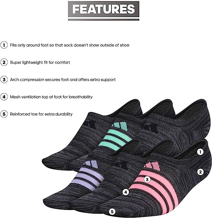 adidas Women's Superlite Super No Show Socks (6-pair) | Amazon (US)